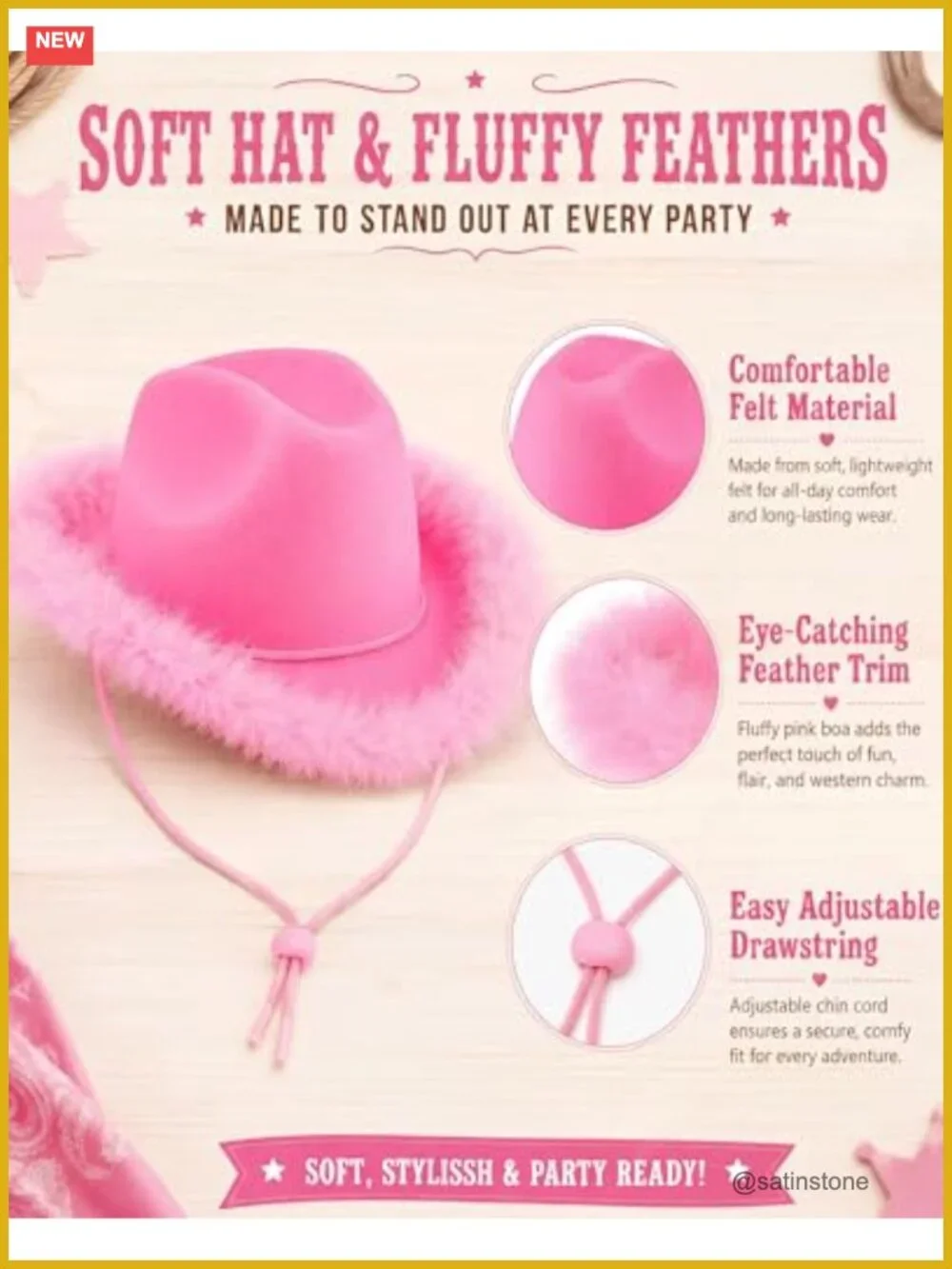 12 Pcs Felt Cowgirl Hats with Feather Trim for Western Party